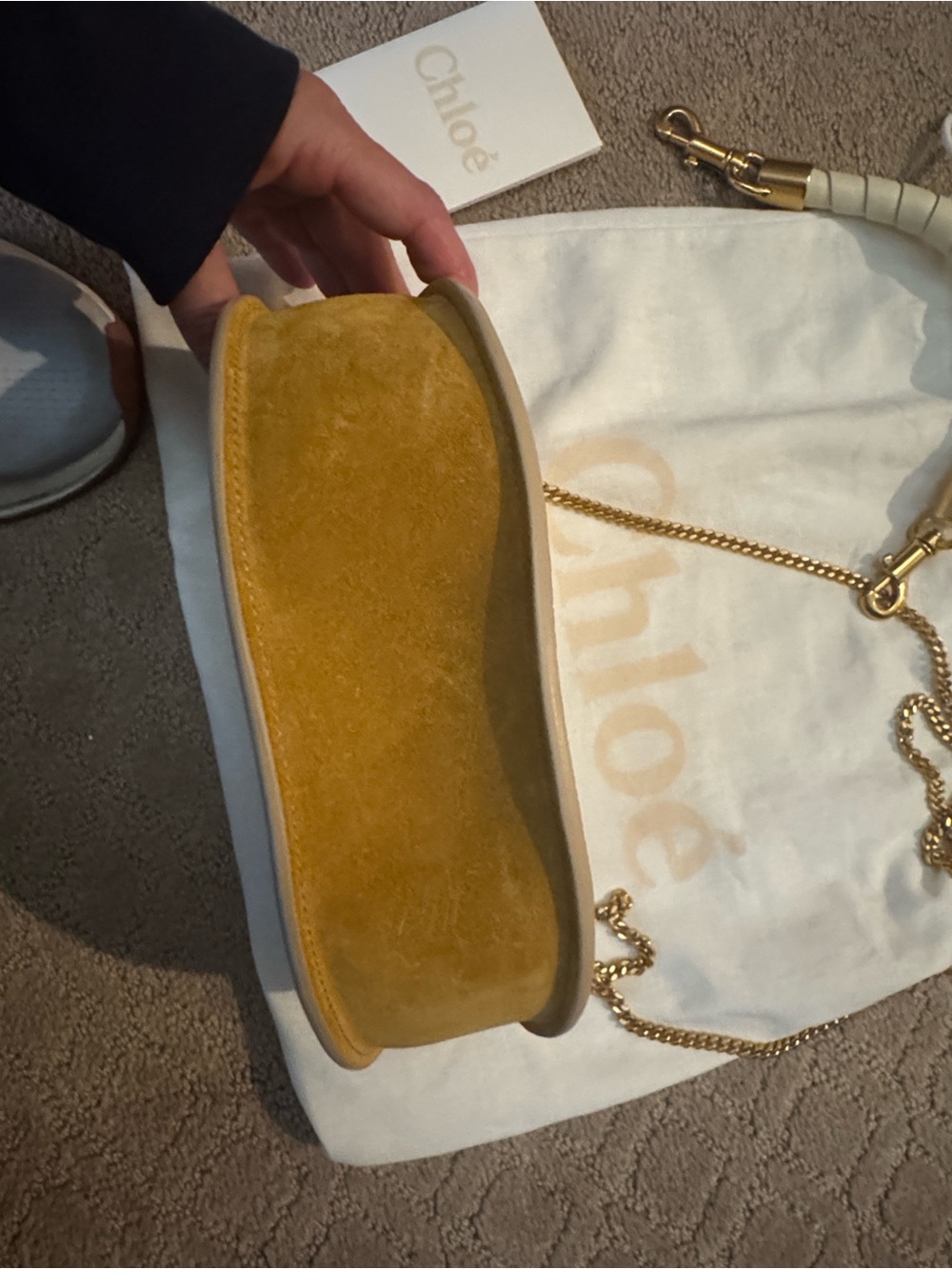 Chloé Two-Tone Cream and Pale Yellow Crossbody Saddle Bag - Picture 4 of 5